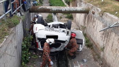 Photo of Car Flipped into Drain, Driver Succumbed to Injuries