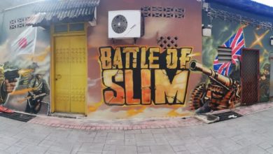 Photo of The Battle of Slim River depicted in mural